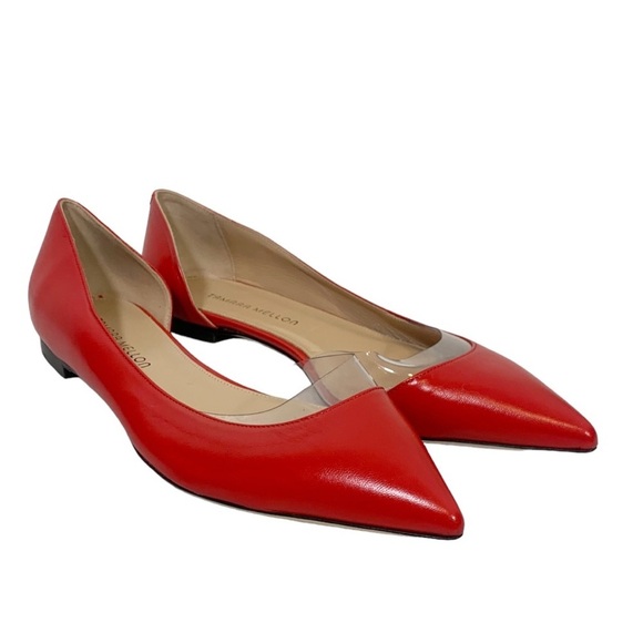 Tamara Mellon D'Orsay Leather Pointed Toe Flats Red Size EU 41.5 - Picture 2 of 10